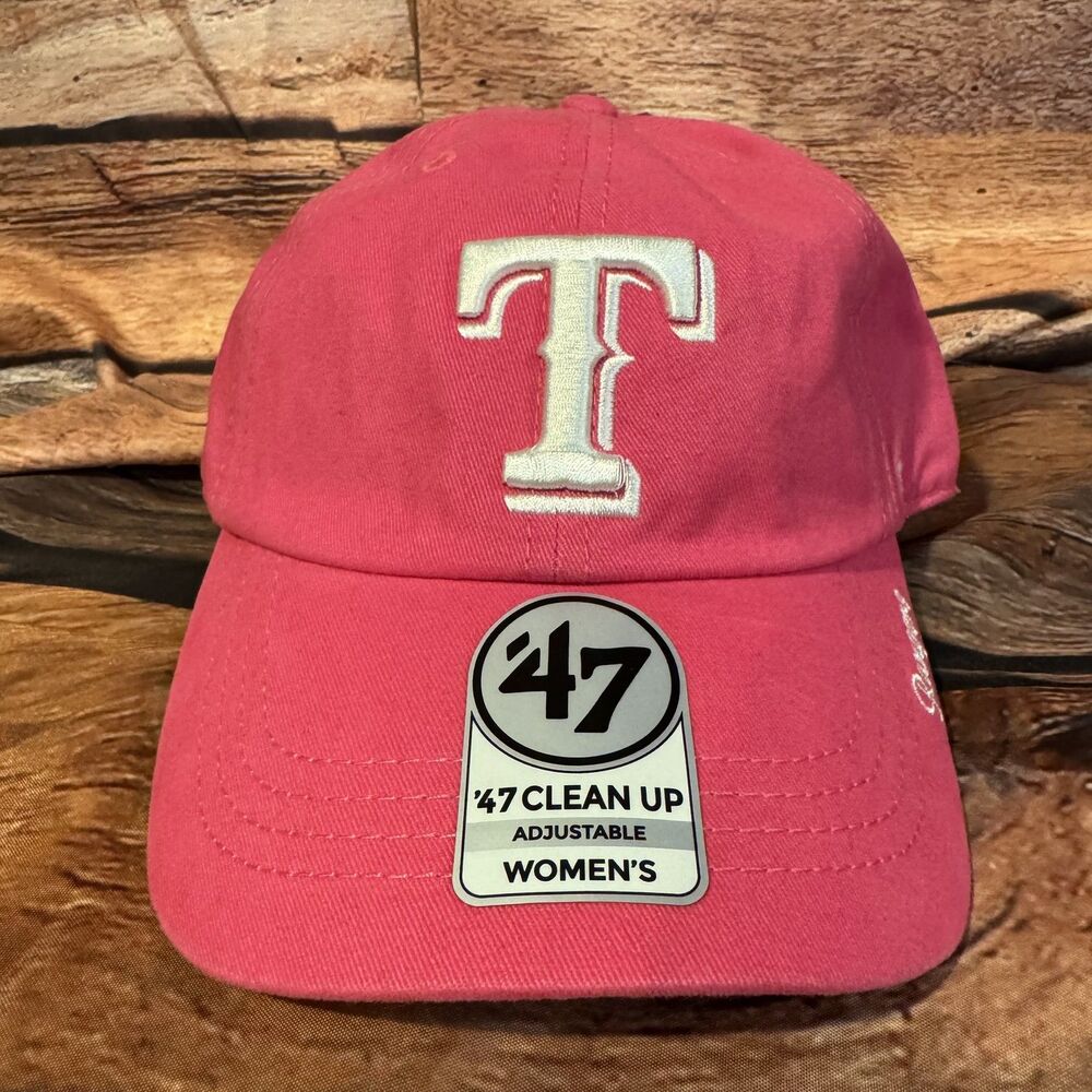 '47 Texas Rangers Women's Pink Clean Up Adjustable Baseball Cap Hat NWT MLB